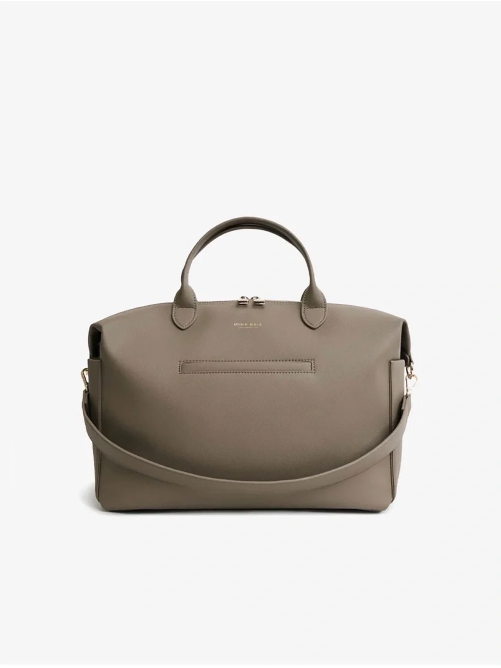 Minimal Taupe Leather Satchel with Removable Strap